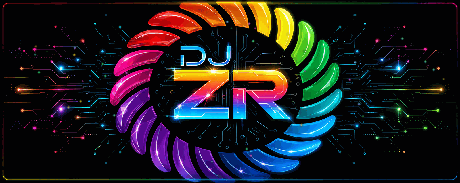 DJZR electronic music banner with circuit design